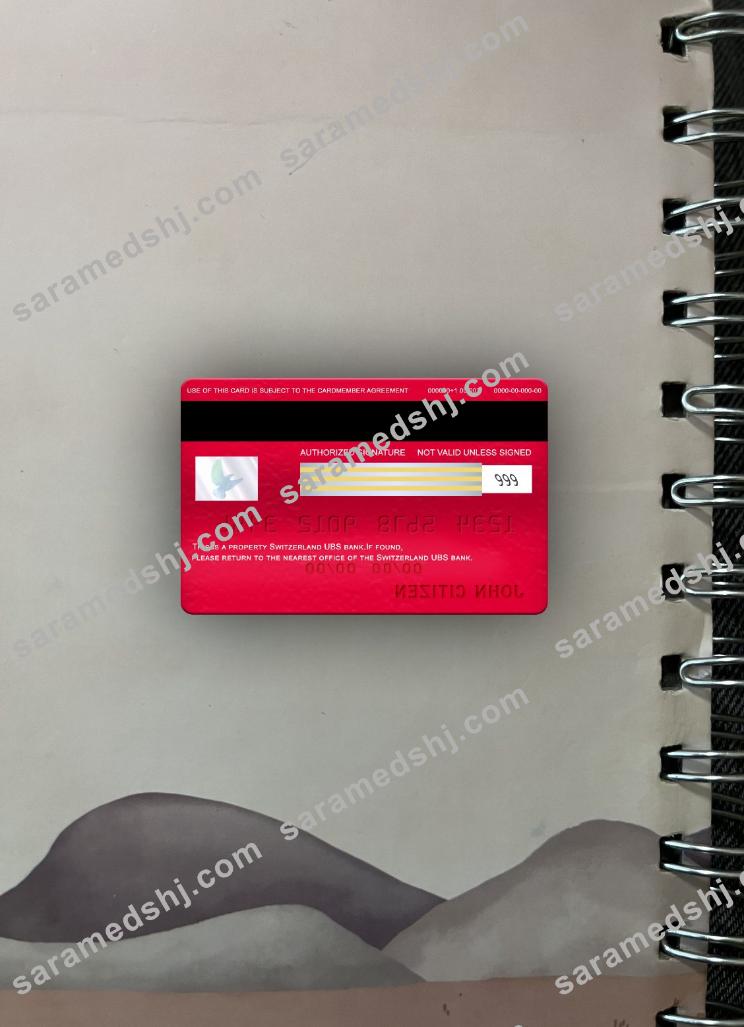Switzerland UBS bank visa classic card photolook back